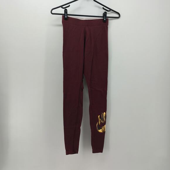 Nike Athletic Leggings Size XS Burgundy Red Gold Print Sport - Picture 14 of 14